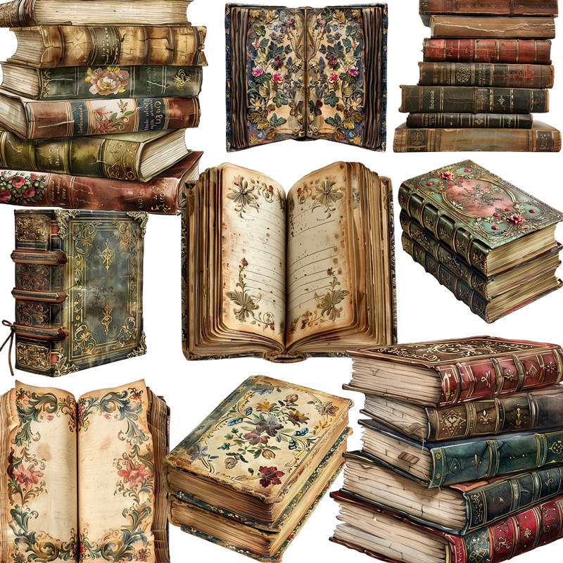 Vintage Collectible Books - 20 개/갑 빈티지 책 스티커 DIY