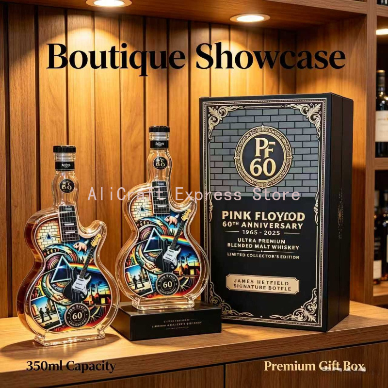 Vintage Collectible Liquor Bottles - 빈티지 록 패턴 기타 모양 유리