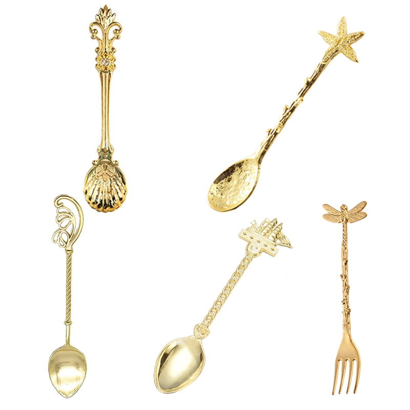 새로운 빈티지 다채로운 패턴 합금 소형 스푼/포크 미니 - Vintage Collectible Spoons 리뷰 및 가격