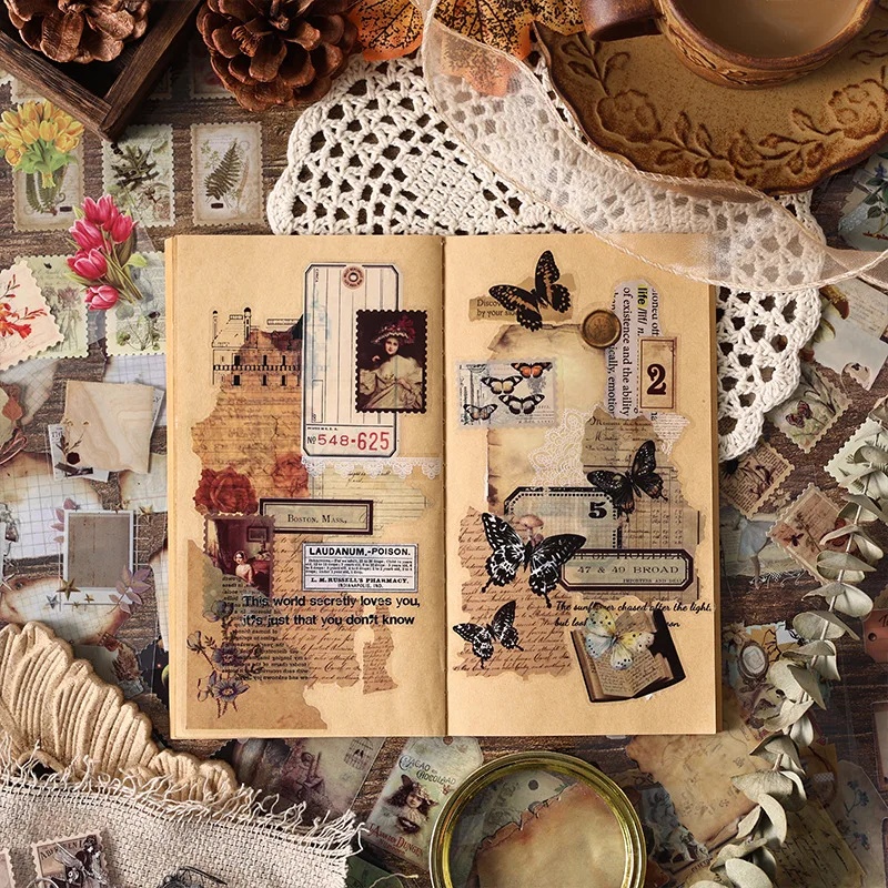 20매 빈티지 다이컷 스티커북, 커팅 불필요 & 쉽게  - Vintage Collectible Books 리뷰 및 가격