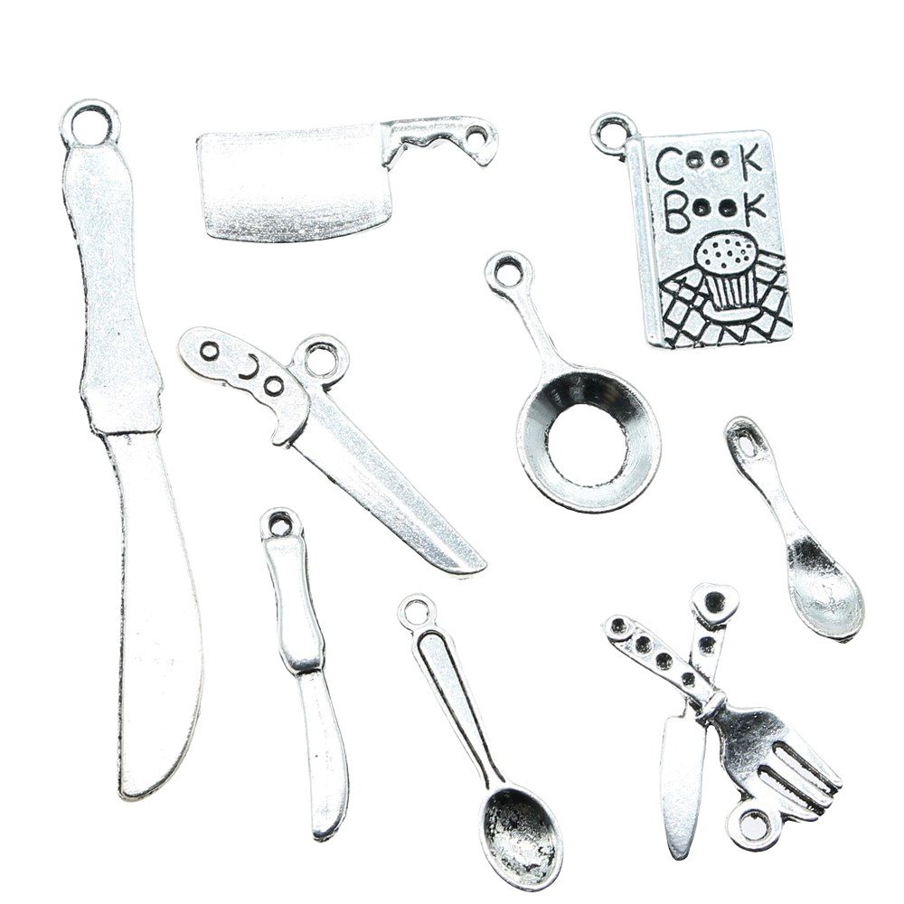 앤티크 실버 컬러 주방 칼 참 쥬얼리, DIY 요리 책 - Vintage Collectible Spoons 리뷰 및 가격