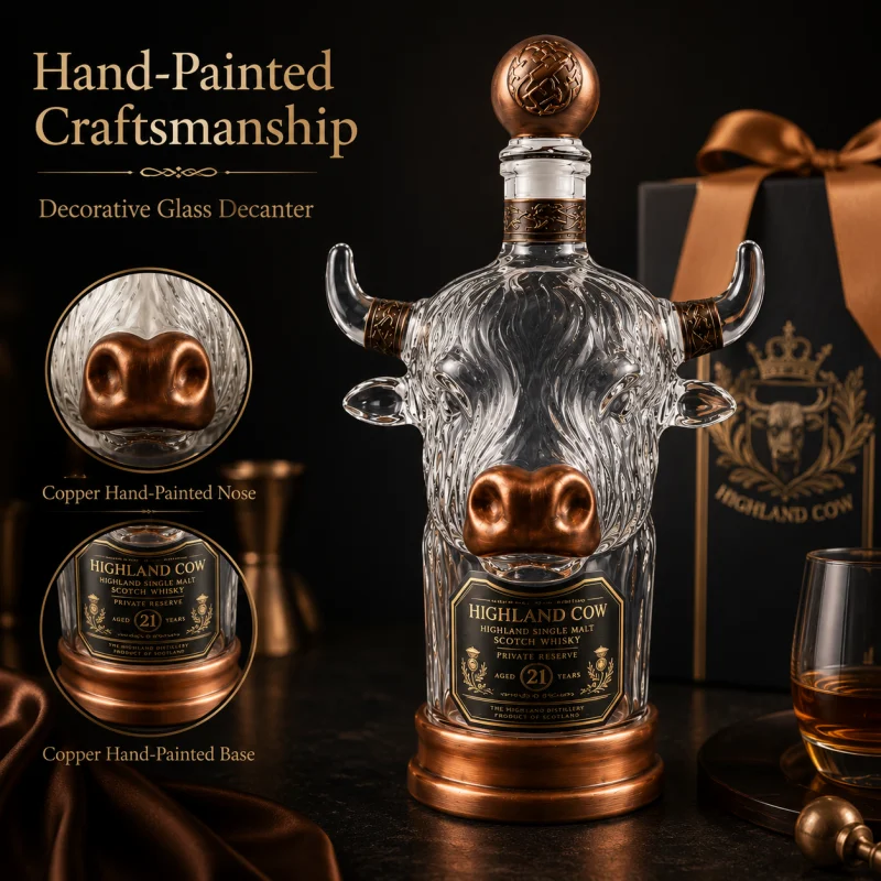 참신한 하이랜드 소 모양 유리 위스키 디캔터 병(마개  - Vintage Collectible Liquor Bottles 리뷰 및 가격