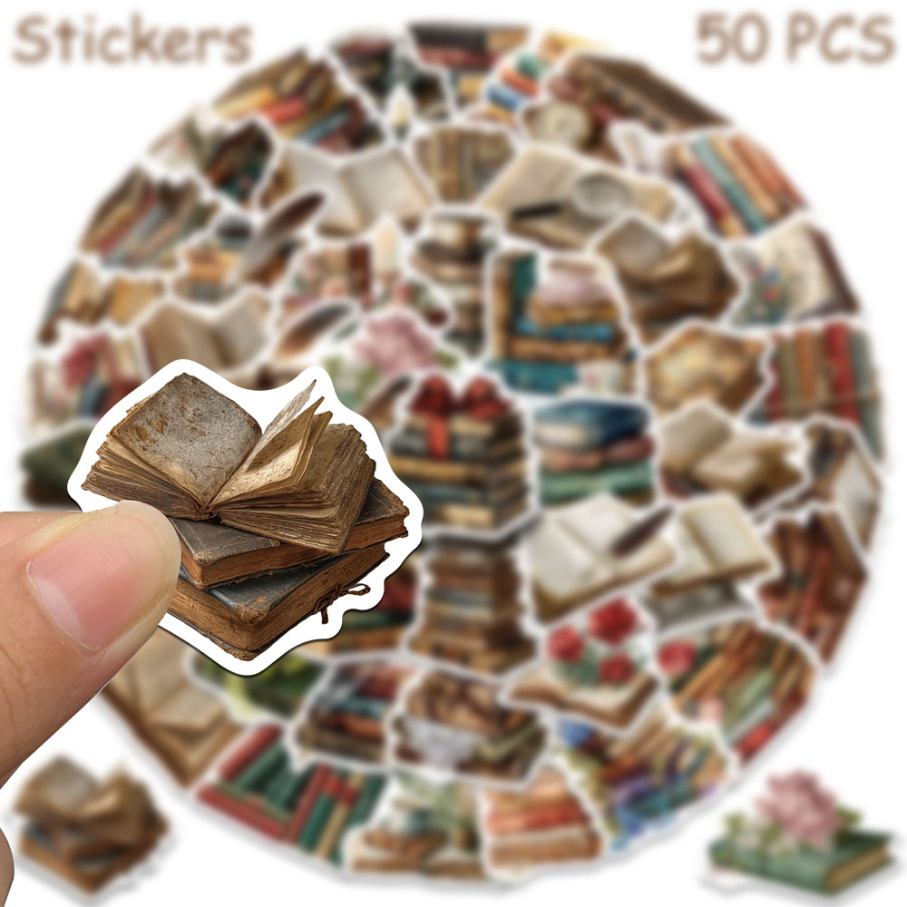 50pcs 빈티지 책 스티커 데칼 노트북 스크랩북 가방 - Vintage Collectible Books 리뷰 및 가격