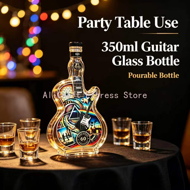빈티지 록 패턴 기타 모양 유리 술병 350ml 빈 스 - Vintage Collectible Liquor Bottles 리뷰 및 가격