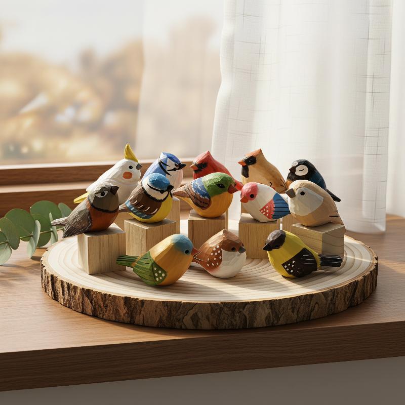 귀여운 수공예 나무 새 조각상, 화려한 수작업 페인팅, - Vintage Collectibles Store 리뷰 및 가격